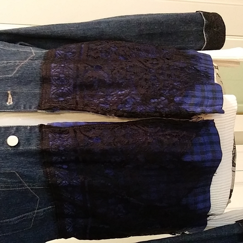 184 Jeaniemade Size Large Upcycled Jean Jacket - Picture 3 of 5